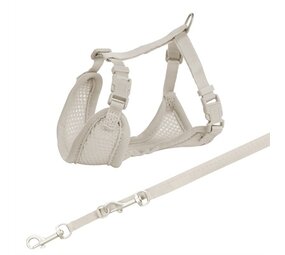 Trixie Trixie junior puppytuig soft met riem lichtgrijs Trixie Trixie junior puppytuig soft met riem lichtgrijs