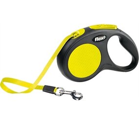 Flexi Flexi rollijn new classic neon tape zwart / geel Flexi Flexi rollijn new classic neon tape zwart / geel