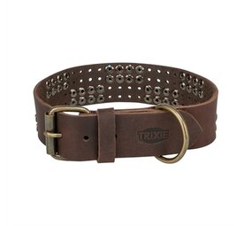 Trixie Trixie halsband hond rivet rustic vetleer donkerbruin