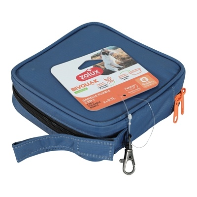 Zolux Zolux bvk 2in1 opvouwbare voerbak en drinkbak blauw