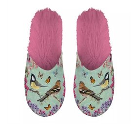 Merkloos Pantoffel tuinvogels groen / roze Merkloos Pantoffel tuinvogels groen / roze