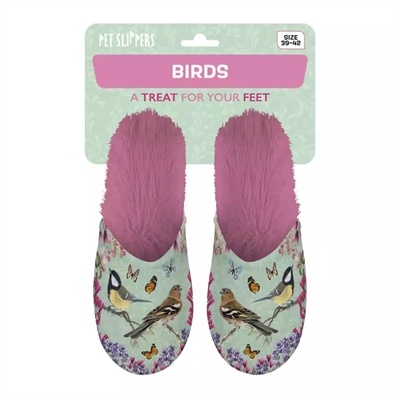 Merkloos Pantoffel tuinvogels groen / roze