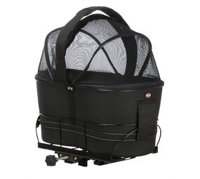 Trixie Trixie fietsmand achterop zwart met kussen en kap