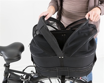 Trixie Trixie fietsmand achterop zwart met kussen en kap