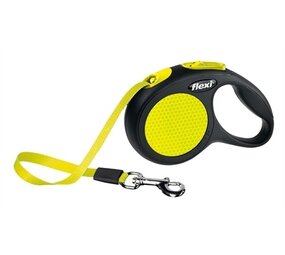 Flexi Flexi rollijn new classic neon tape zwart / geel Flexi Flexi rollijn new classic neon tape zwart / geel