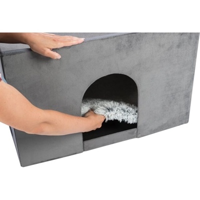 Trixie Trixie hondenmand huis harvey met trap grijs / wit