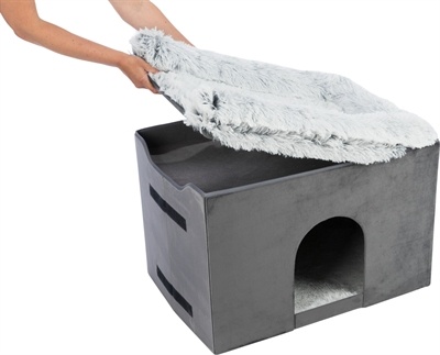 Trixie Trixie hondenmand huis harvey met trap grijs / wit