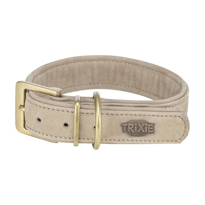 Trixie Trixie halsband hond pure leer lichtgrijs