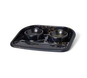 Savic Savic butler voerbak en drinkbak met plateau marble zwart / goud Savic Savic butler voerbak en drinkbak met plateau marble zwart / goud
