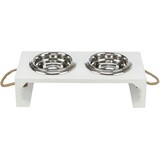Trixie Trixie be nordic set voerbak / waterbak hout / rvs wit Trixie Trixie be nordic set voerbak / waterbak hout / rvs wit