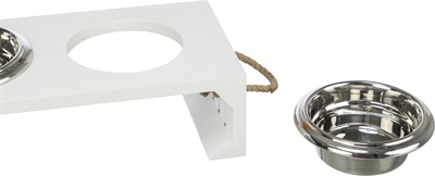 Trixie Trixie be nordic set voerbak / waterbak hout / rvs wit