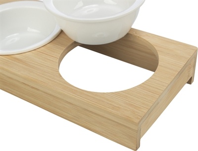 Trixie Trixie voerbak waterbak-set keramiek / bamboe Trixie Trixie voerbak waterbak-set keramiek / bamboe