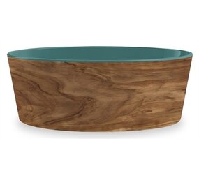 Tarhong Tarhong voerbak hond olive melamine houtprint / teal zeegroen Tarhong Tarhong voerbak hond olive melamine houtprint / teal zeegroen
