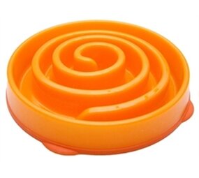 Merkloos Slo-bowl feeder mini coral spiraal oranje Merkloos Slo-bowl feeder mini coral spiraal oranje