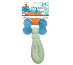 Nylabone Nylabone puppy freezer bone with wash cloth pindakaassmaak Nylabone Nylabone puppy freezer bone with wash cloth pindakaassmaak