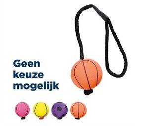 Trixie Trixie sportbal aan touw schuimrubber drijvend assorti Trixie Trixie sportbal aan touw schuimrubber drijvend assorti