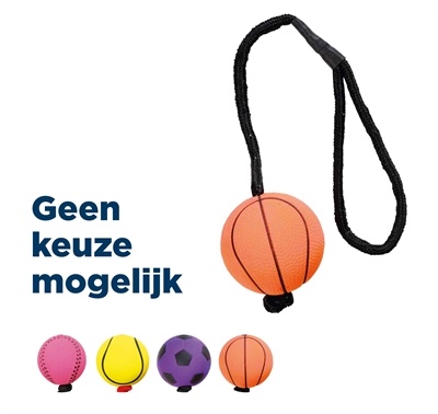 Trixie Trixie sportbal aan touw schuimrubber drijvend assorti Trixie Trixie sportbal aan touw schuimrubber drijvend assorti
