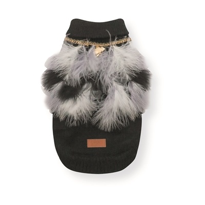 Croci Croci hondentrui met veren zwart / wit