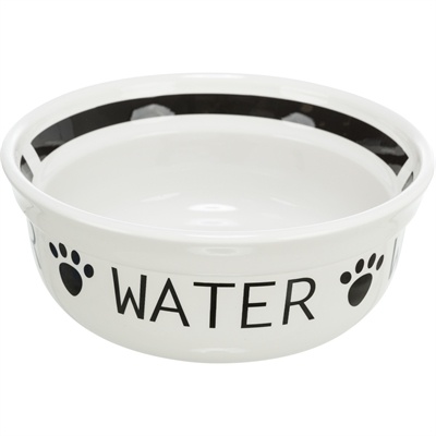 Trixie Trixie drinkbak hond water keramiek wit / zwart