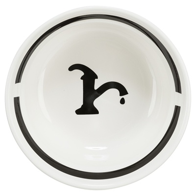 Trixie Trixie drinkbak hond water keramiek wit / zwart