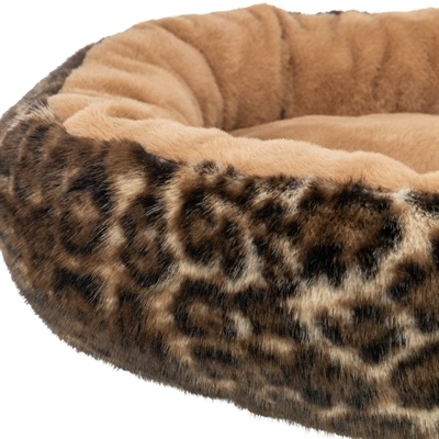 Trixie Trixie hondenmand leo soft rond pluche bruin / panterprint