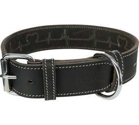 Trixie Trixie rustic vetleer halsband hond heartbeat zwart Trixie Trixie rustic vetleer halsband hond heartbeat zwart