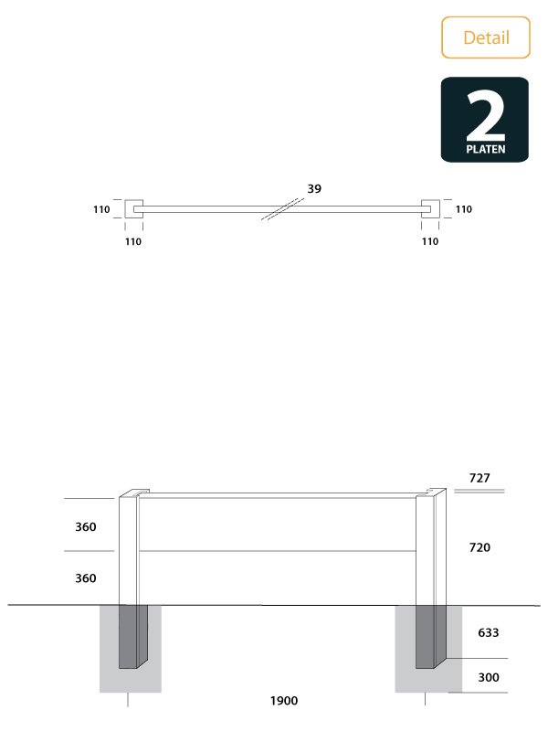 Duo Beton schutting Rustiek Antraciet