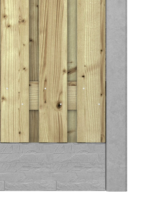 Hout beton schutting Duo Leisteen