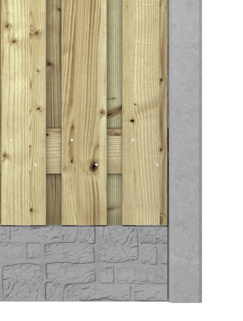 Hout beton schutting Duo Romaans