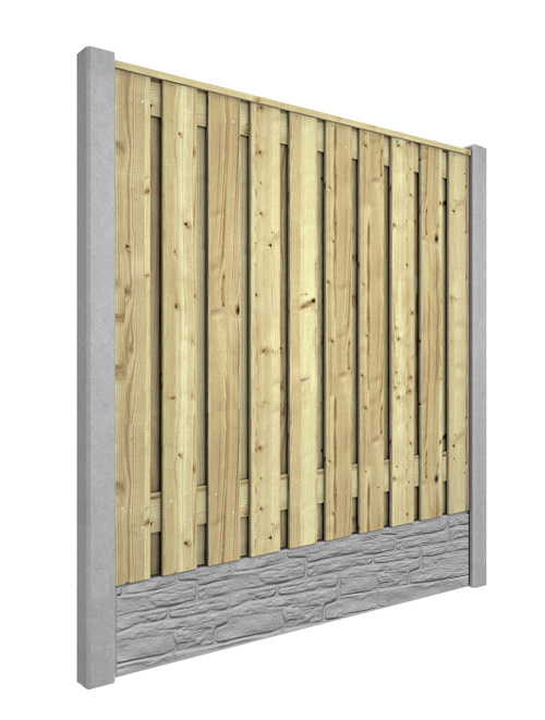 Hout beton schutting Duo Rock