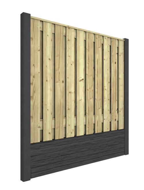 Hout beton schutting Duo Slate Antraciet