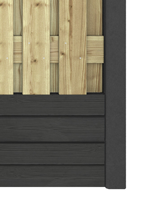 Hout beton schutting Duo Rabat Hout Antraciet
