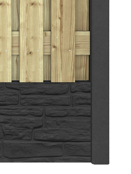 Hout beton schutting Duo Rock Antraciet