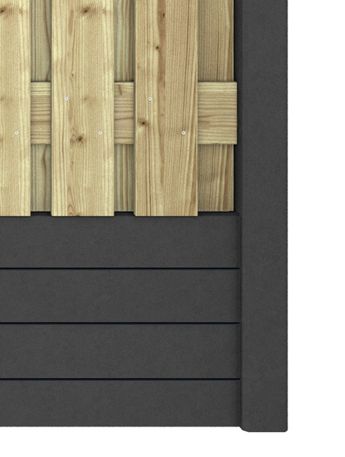 Hout beton schutting Duo Prestige Glad Antraciet
