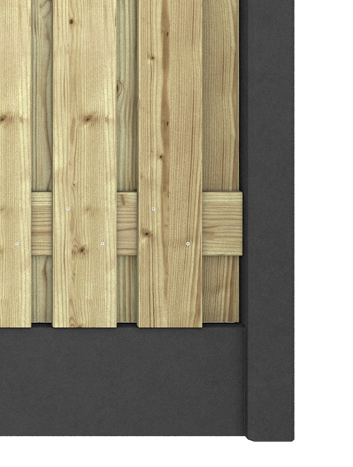 Hout beton schutting Duo Glad Antraciet