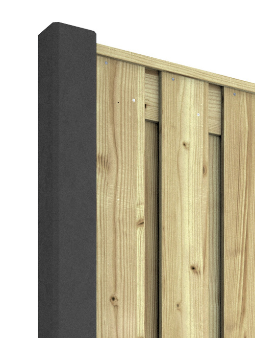 Hout beton schutting Duo Romaans Antraciet