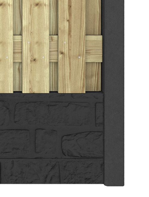 Hout beton schutting Duo Romaans Antraciet