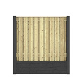 Hout beton schutting Duo Romaans Antraciet