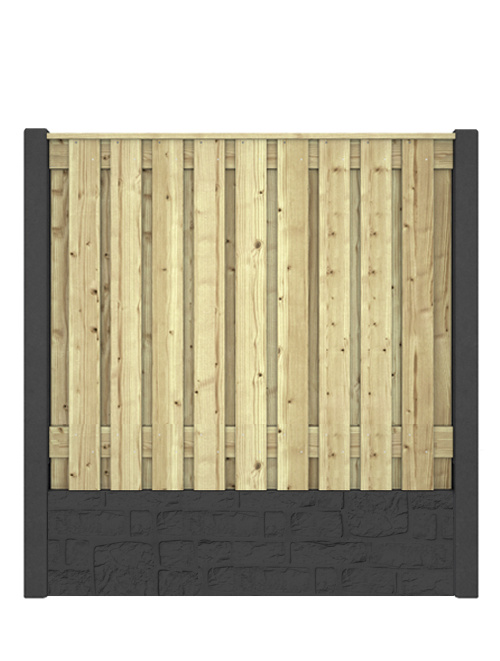 Hout beton schutting Duo Romaans Antraciet