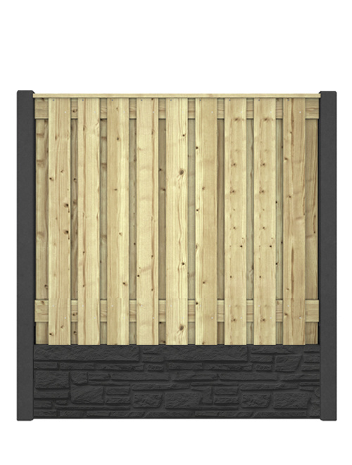 Hout beton schutting Duo Rustiek Antraciet
