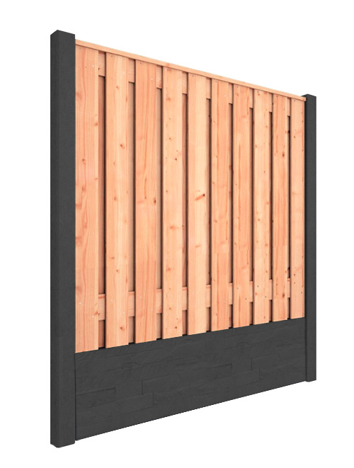 Red Class Wood hout beton schutting Duo Leisteen Antraciet