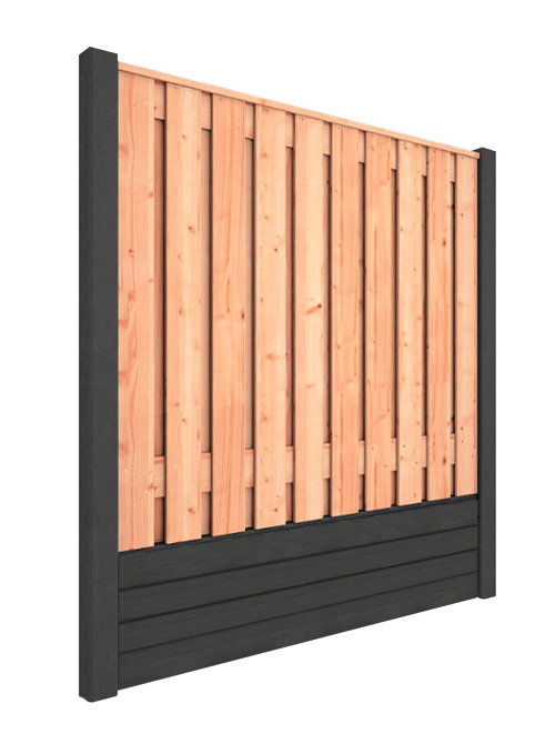 Red Class Wood hout beton schutting Duo Rabat Hout Antraciet