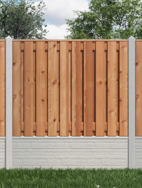 Hout beton schutting - Dubbele betonplaat motief