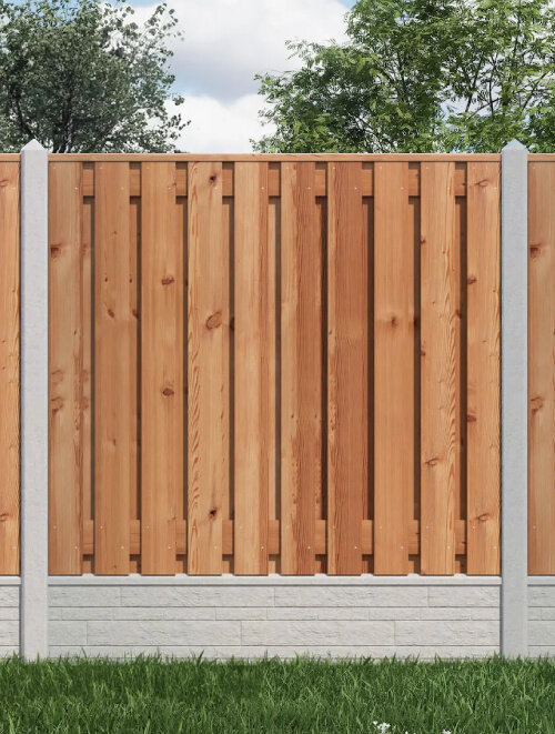 Hout Beton Schutting - Enkele betonplaat motief