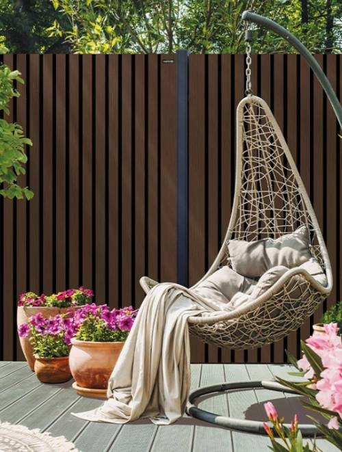 Composiet schutting - Dark line stripes FSC Black Natural Dark Brown