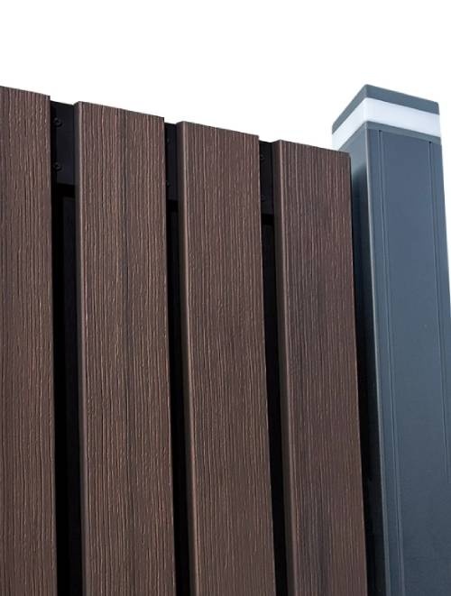 Composiet schutting - Dark line stripes FSC Black Natural Dark Brown