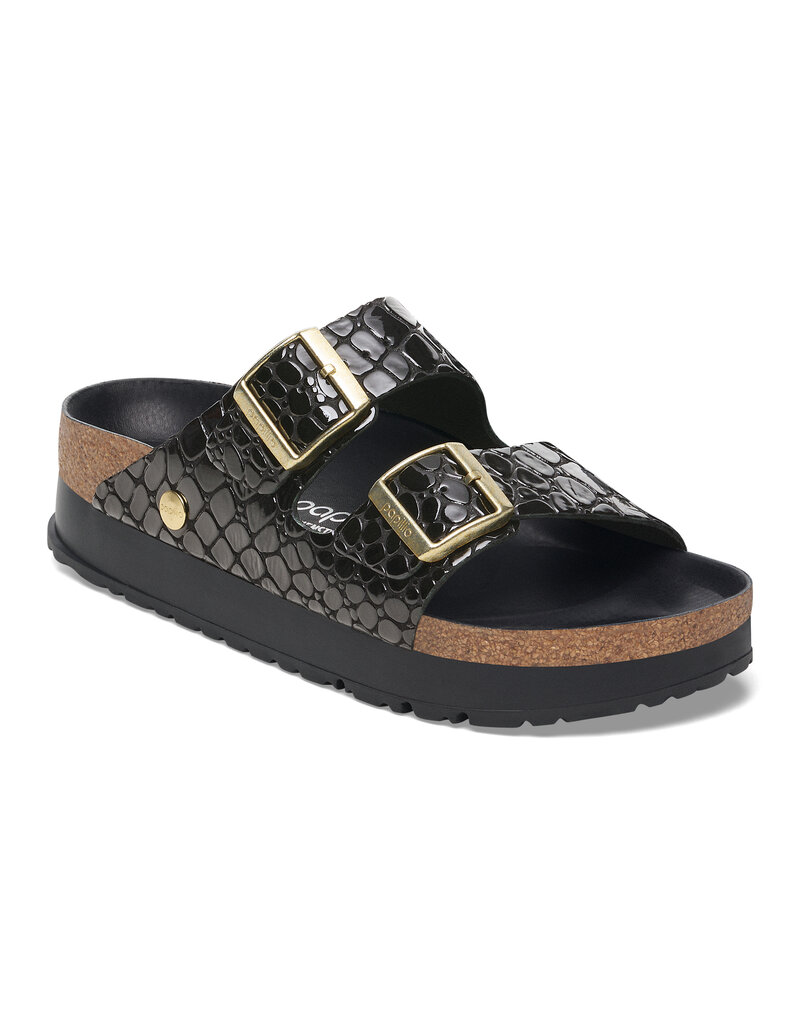 Birkenstock Birkenstock Papillio Arizona Platform Patent Leather Embossed - Black Narrow