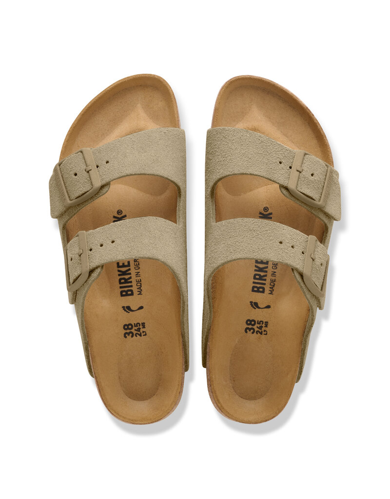 Birkenstock Birkenstock Arizona Suede Leather - Faded Khaki Narrow