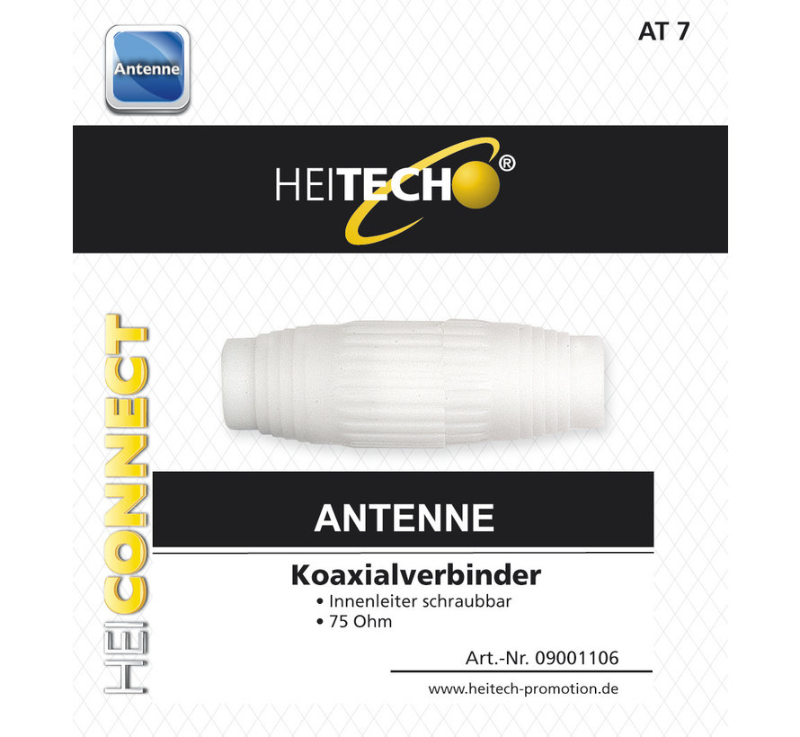 Heitech Connecteur coaxial, conducteur intérieur vissable, 75 Ohm
