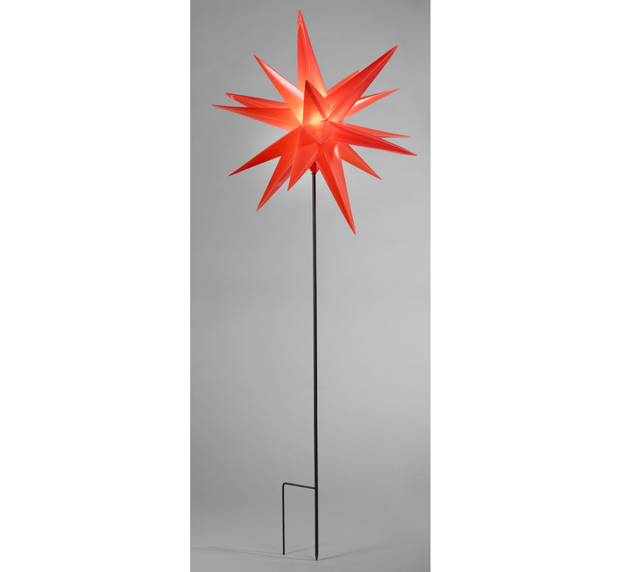 Star-Max étoile LED, rouge, ø 100 cm + barre de 120 cm